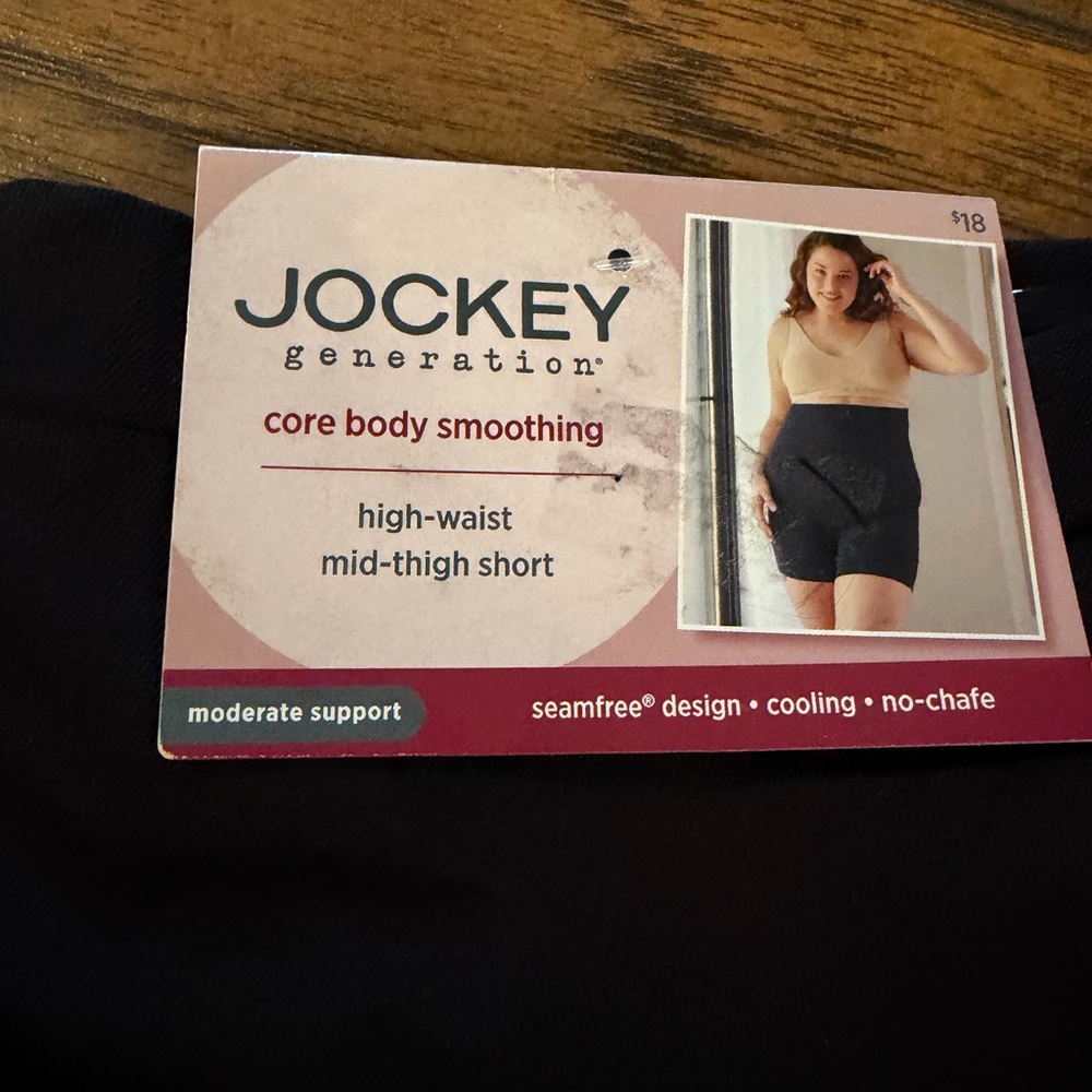 Jockey High-Waist Mid-Thigh Short Shapewear Black NWT